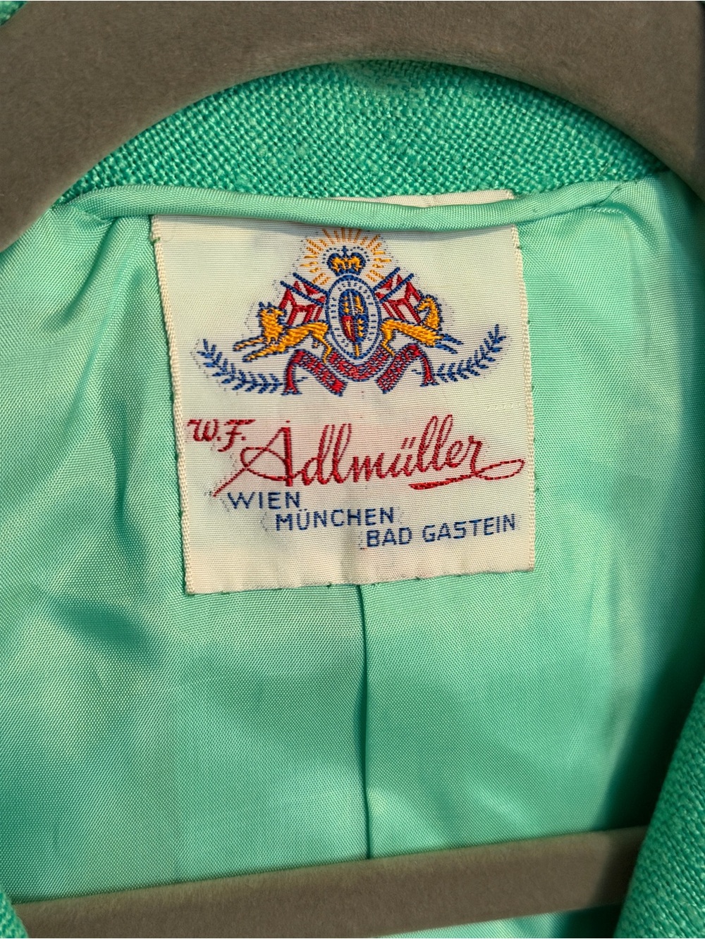 Vintage W.F. Adlmüller Austria Size M Emerald Green Long Tailored Coat Women’s - Picture 5 of 6